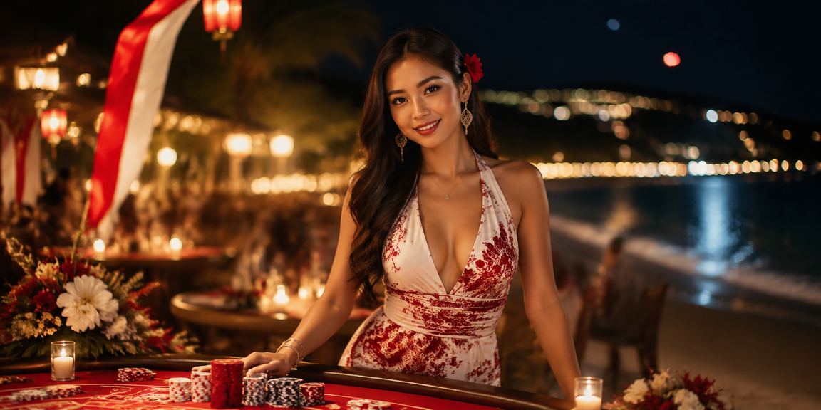 Suasana hiburan casino di tepi pantai Vietnam dengan pemandangan laut biru di sore hari